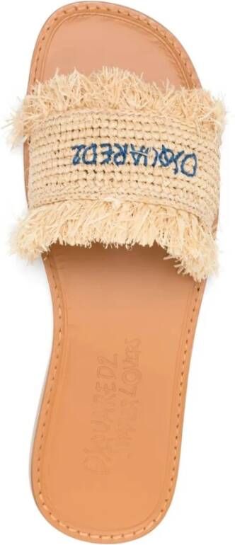 Dsquared2 Bruine Raffia en Leren Sandalen