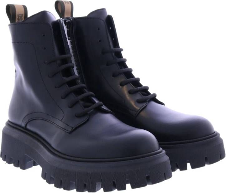 Dsquared2 Stijlvolle Leren Combat Enkellaarzen Zwart Dames