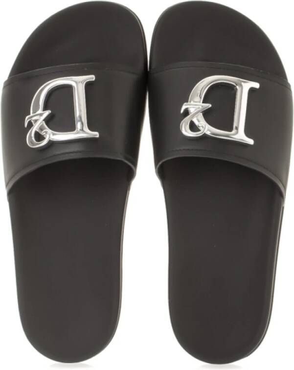 Dsquared2 Trendy D2 Slides voor modebewuste vrouwen Zwart Dames