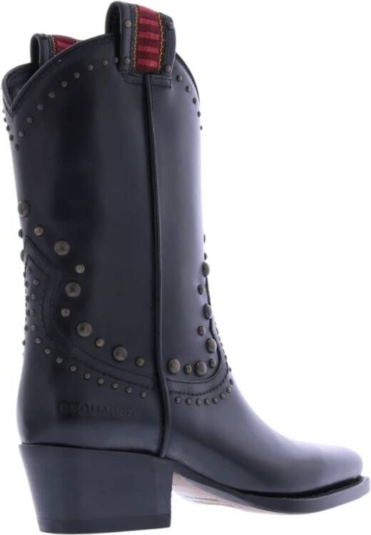 Dsquared2 Dames Flat Boot West Studs Black Dames