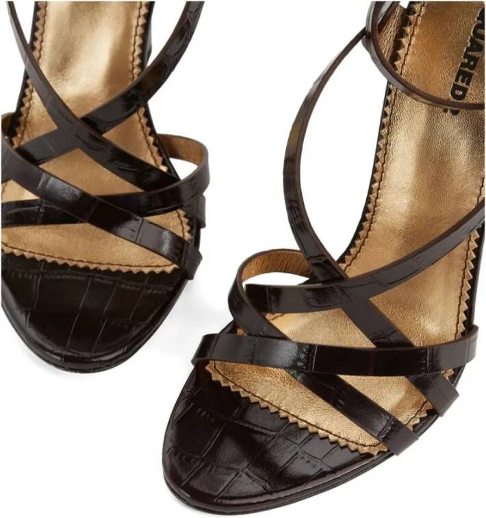 Dsquared2 Donkerbruine Twin Heeled Sandalen