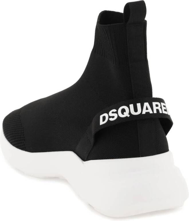 Dsquared2 Fly High Top Sneakers met Stretch Gebreid Bovenwerk Black Heren