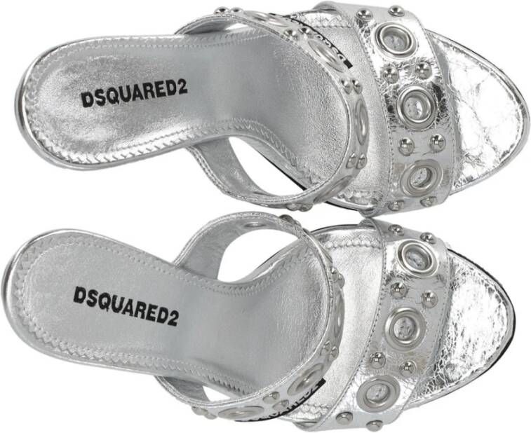 Dsquared2 Gotische Zilveren Sandaal met Hak Gray Dames