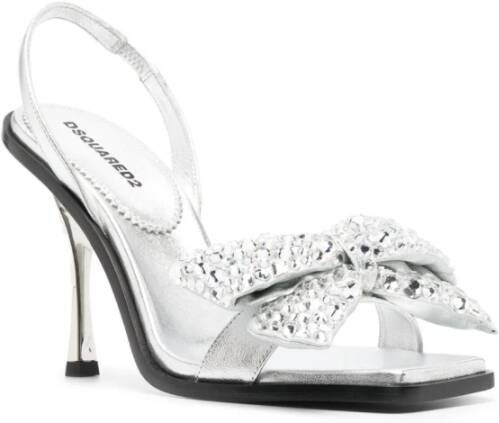 Dsquared2 Zilveren Sandalen met Strass Hoge Hakken Grijs Dames