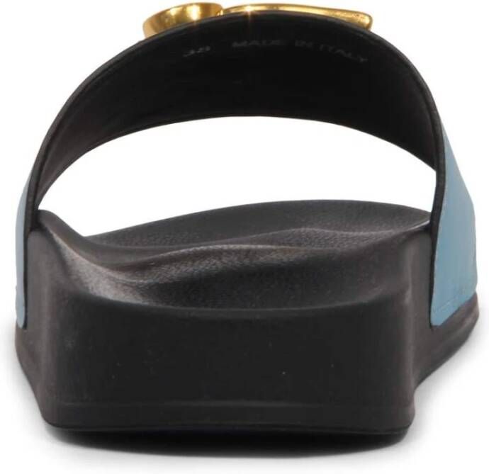 Dsquared2 Italiaanse leren slippers zwart blauw goud