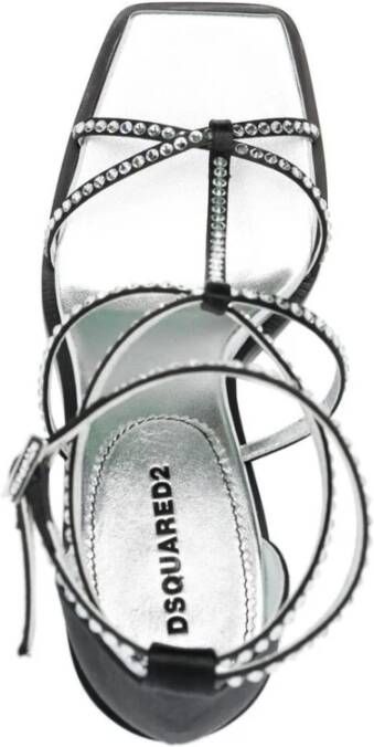 Dsquared2 Kristalversierde vierkante sandalen Black Dames