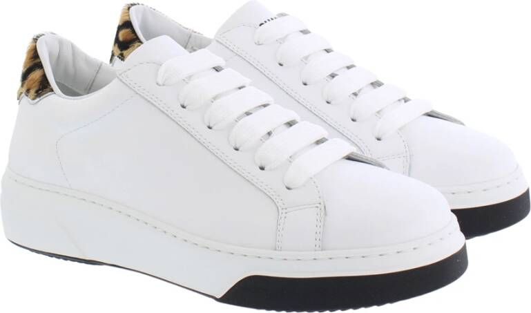 Dsquared2 Leren Lace-Up Low Top Sneakers Wit Dames