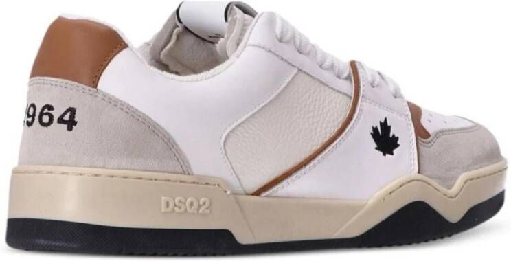 Dsquared2 Leren en Nylon Contrast Sneakers Beige Heren