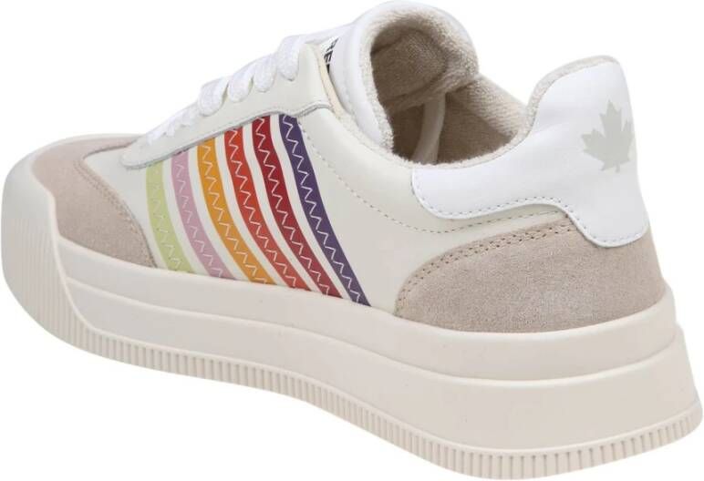 Dsquared2 Leren sneakers in crèmekleur met multicolor accenten White Dames