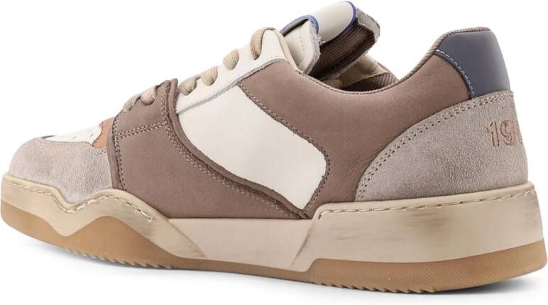 Dsquared2 Leren sneakers met iconisch borduurwerk Beige Heren