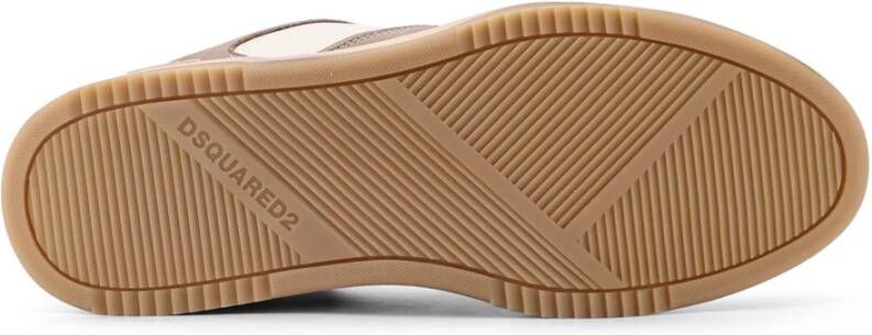 Dsquared2 Leren sneakers met iconisch borduurwerk Beige Heren