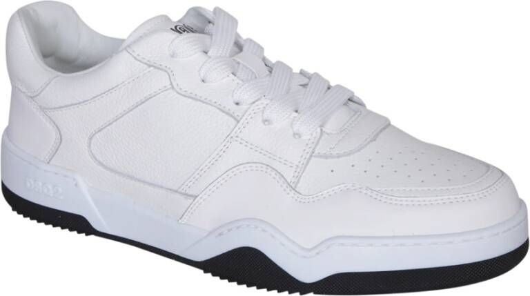 Dsquared2 Leren sneakers met ronde neus en logo White Heren