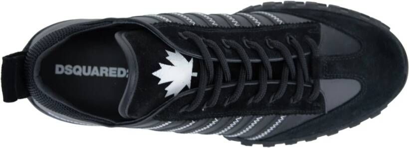 Dsquared2 Leren Vetersneakers Gemaakt in Italië Black Heren