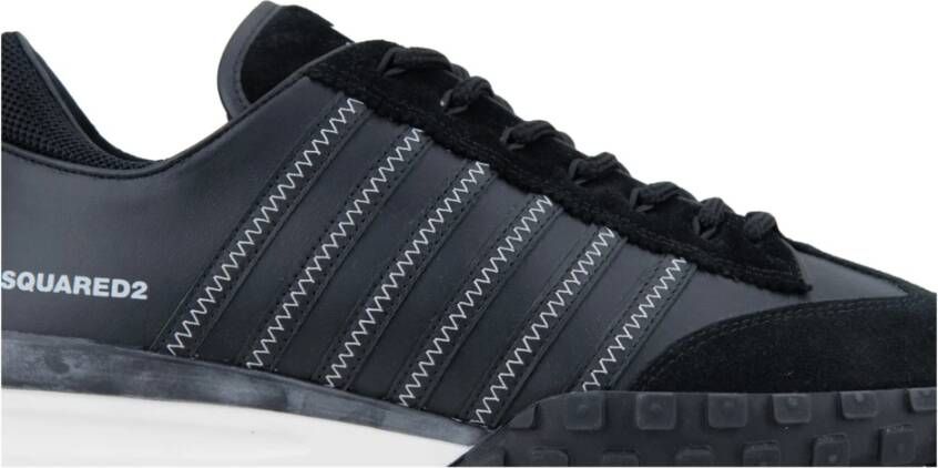 Dsquared2 Leren Vetersneakers Gemaakt in Italië Black Heren