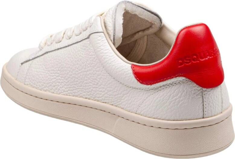 Dsquared2 Leren Wit Rood Boxer Sneakers