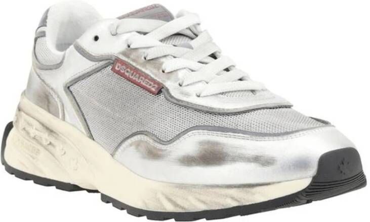 Dsquared2 Retro Vintage Panel Sneakers met Gestructureerde Zool White Heren