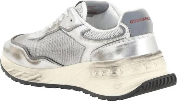 Dsquared2 Retro Vintage Panel Sneakers met Gestructureerde Zool White Heren