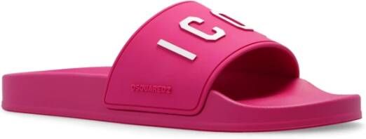 Dsquared2 Rubberen slippers met logo Roze Dames
