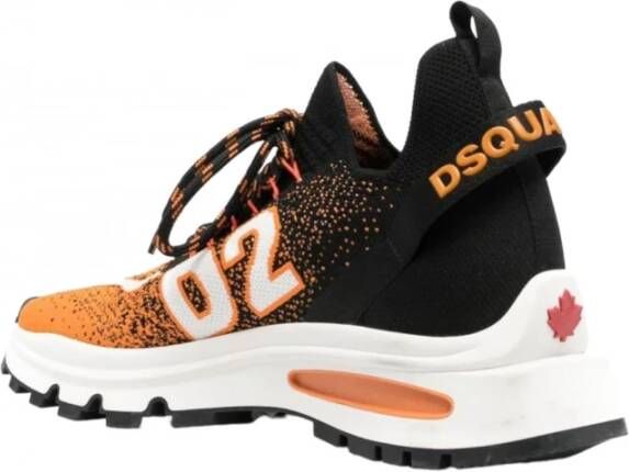 Dsquared2 Verbrand Oranje Blad Print Sneakers Oranje Heren