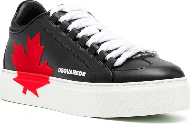 Dsquared2 Canadese Team Leren Sneakers Zwart Dames