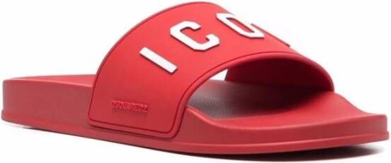 Dsquared2 Rode Logo-Ingeschoven Slippers Rood Heren