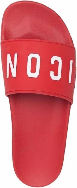 Dsquared2 Rode Logo-Ingeschoven Slippers Rood Heren