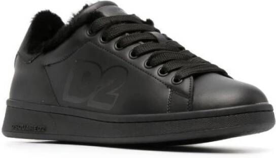 Dsquared2 Zwarte Gesloten Platte Sneakers Black Dames