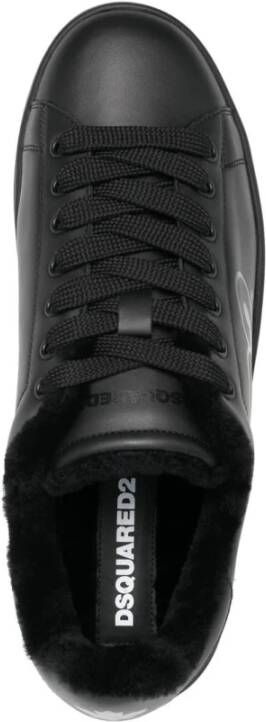 Dsquared2 Zwarte Leren Casual Sneakers voor Mannen Black Heren