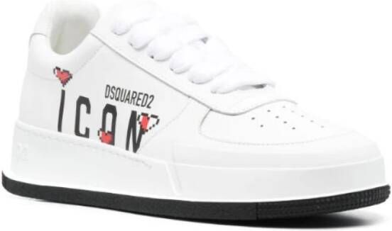 Dsquared2 Witte lage sneakers met logo print Wit Dames