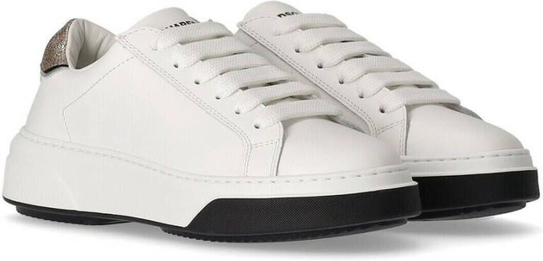 Dsquared2 Witte Leren Sneakers met Gouden Detail Wit Dames