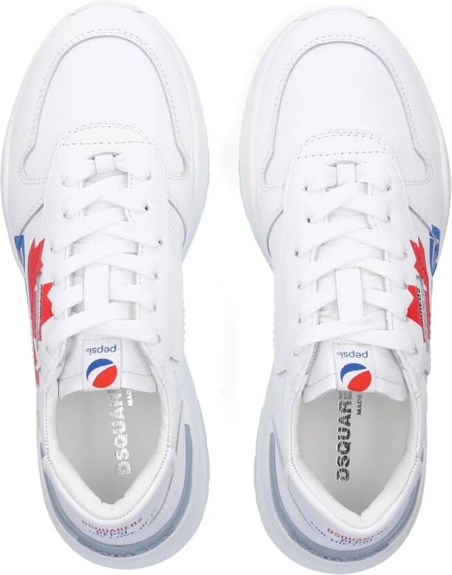 Dsquared2 Lage Sneakers in Pepsi Kalfsleer Wit Dames