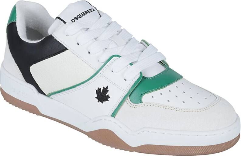 Dsquared2 Lage leren sneakers met logo-patch Wit Heren