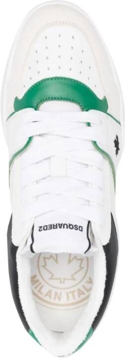 Dsquared2 Lage leren sneakers met logo-patch Wit Heren
