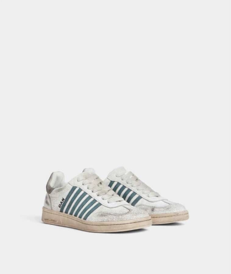 Dsquared2 Vintage Gestreepte Sneakers voor Mannen White Heren