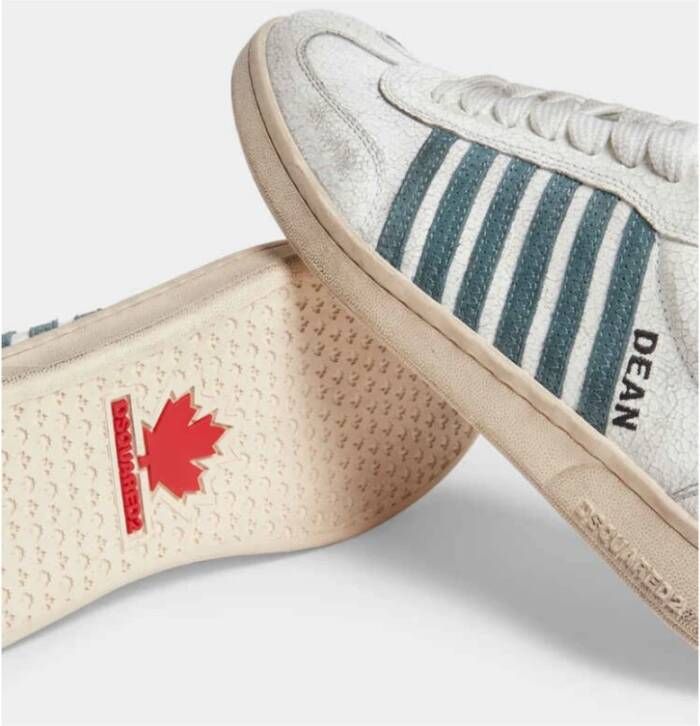Dsquared2 Vintage Gestreepte Sneakers voor Mannen White Heren