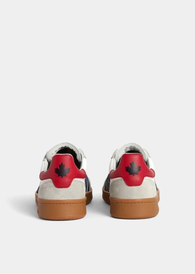 Dsquared2 Vintage Leren Sneaker Boxer Stijl White Heren