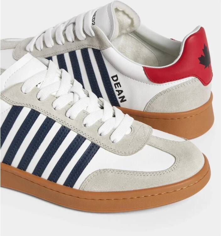 Dsquared2 Vintage Leren Sneaker Boxer Stijl White Heren