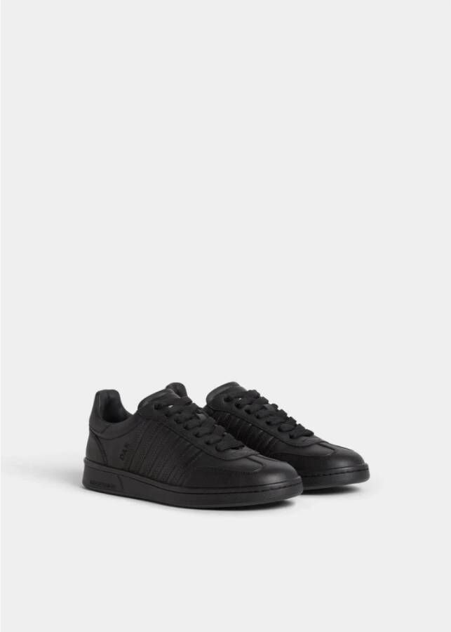 Dsquared2 Vintage Stijl Leren Sneakers Zwart Black Heren