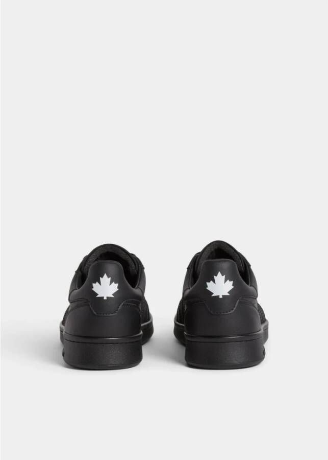 Dsquared2 Vintage Stijl Leren Sneakers Zwart Black Heren
