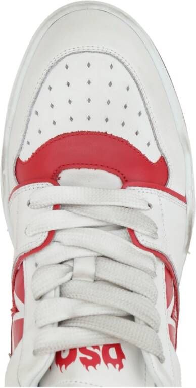 Dsquared2 Witte lage-top vintage leren sneakers White Heren