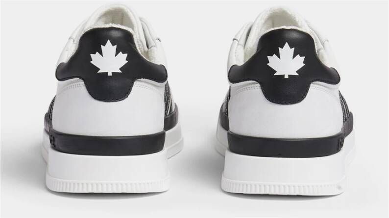 Dsquared2 Witte leren sneakers met contrasterende stiksels