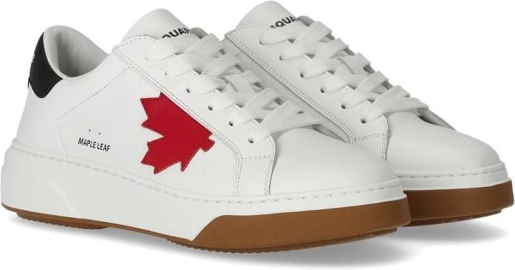 Dsquared2 Witte Maple Leaf Leren Sneaker White Heren