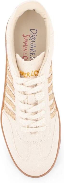 Dsquared2 Witte Sneakers met Natuurlijke Raffia Details