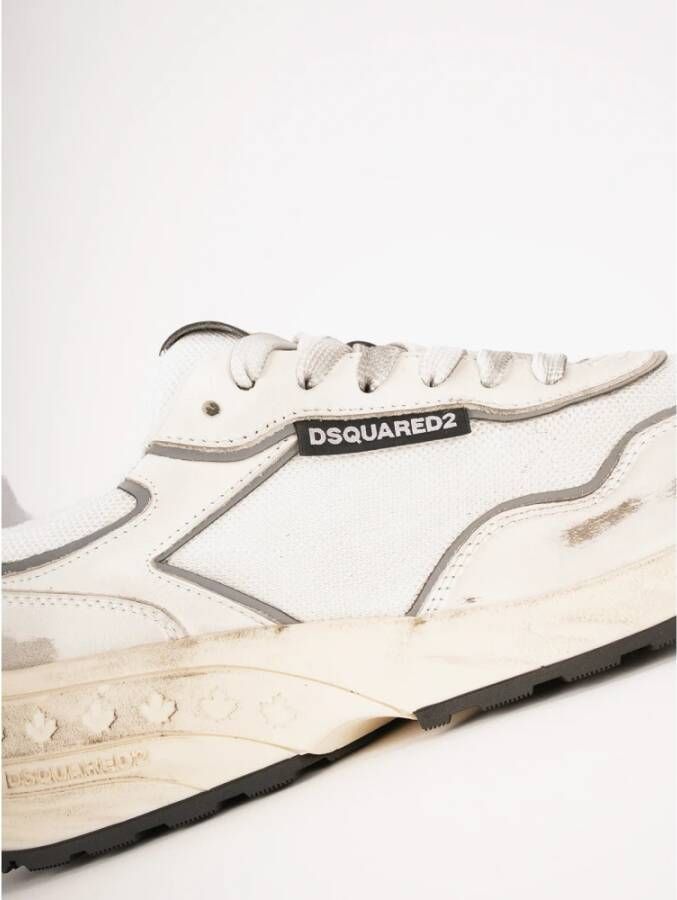 Dsquared2 Witte Vintage Sneakers Platte Schoenen