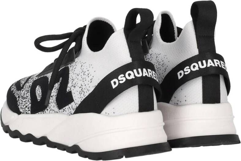 Dsquared2 Witte Zwarte Slip-On Gebreide Sneakers