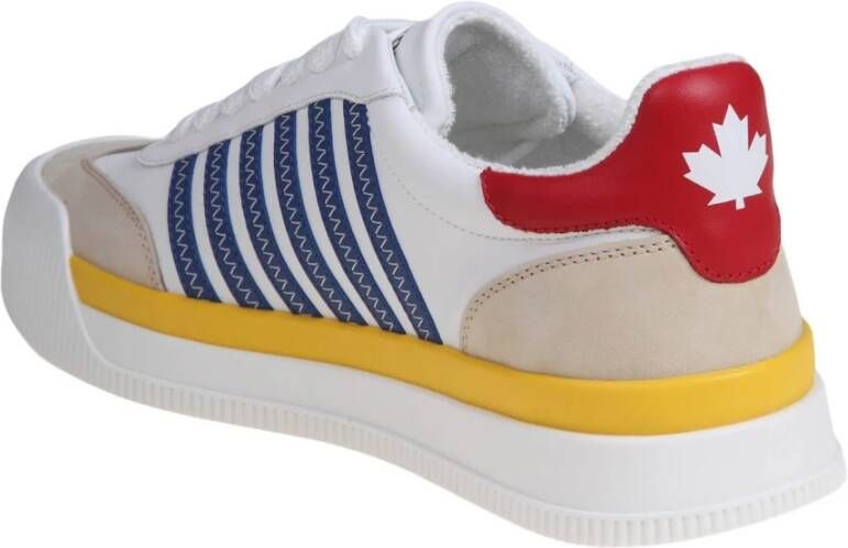 Dsquared2 Witte Gele Blauwe Leren Sneakers Multicolor Heren