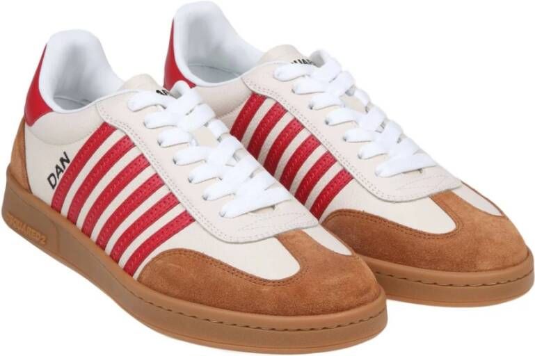 Dsquared2 Witte Rode Leren Sneakers Aw24 Multicolor Heren