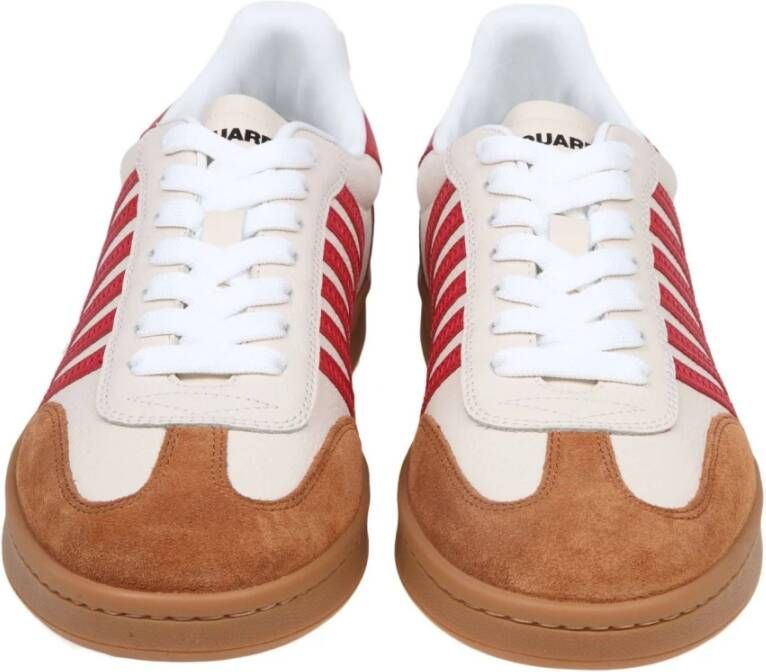 Dsquared2 Witte Rode Leren Sneakers Multicolor Heren