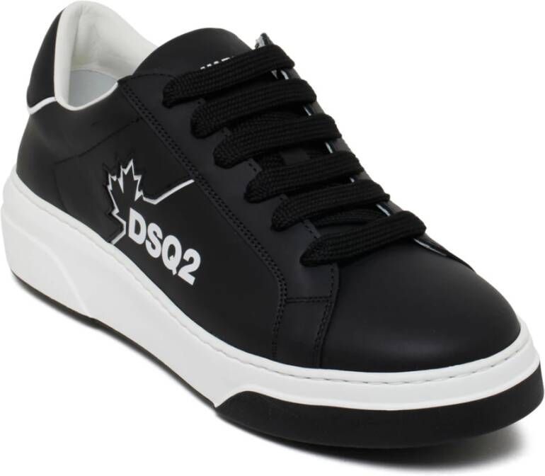 Dsquared2 Zwarte Bumper Sneakers met Esdoornbladprint