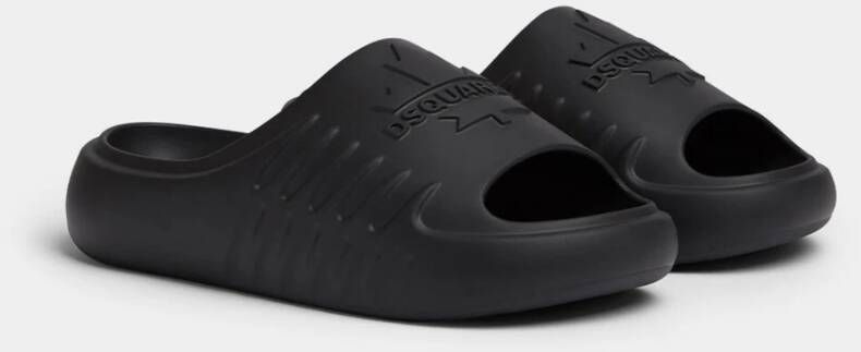 Dsquared2 Zwarte Esdoornblad Logo Slides Black Dames